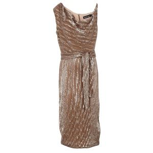 Lavish Alice Pleated Sequin Cowl Neck Midi Dress